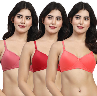 LILY mfruomalg Women T-Shirt Lightly Padded Bra(Red, Maroon, Maroon)