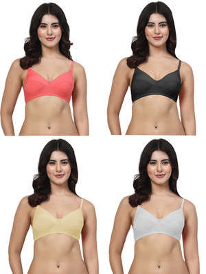 LILY manoop Women Everyday Non Padded Bra(Pink, Black, White, Beige)