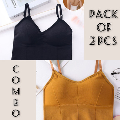 Rowing Women's Sport Bra, Gym Bra, Lingerie, Honeymoon Bra, Padded Bra, Night Bra For Women T-Shirt Lightly Padded Bra(Black, Yellow)