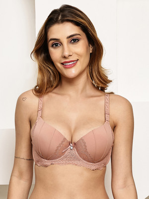 Quttos Quttos Pushup Padded Underwire Lace T-shirt Bra For Women Women Push-up Heavily Padded Bra(Pink)