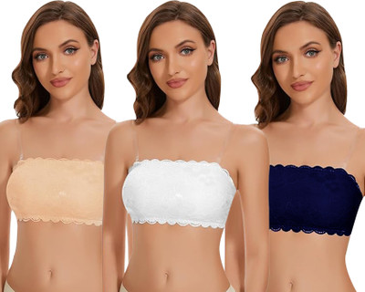 IndiRocks Bandeau/Tube Lightly Padded Bra Women Everyday Lightly Padded Bra(White, Beige, Dark Blue)