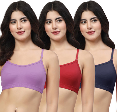 LILY 3321Mino Women Sports Non Padded Bra(Purple, Maroon, Dark Blue)