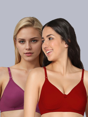 Eden EDEN01REDWINE Women T-Shirt Non Padded Bra(Red, Purple)