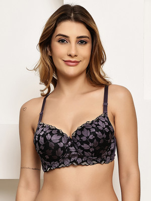 Quttos Women T-Shirt Lightly Padded Bra(Grey)