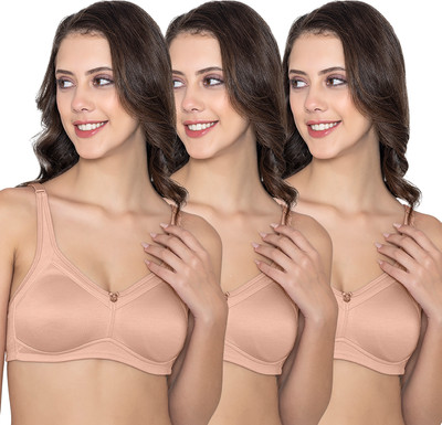 kalyani Martin Non-Padded Seamless Cups Moulded Bras with Cushioned Straps | Pack of 3 Women Everyday Non Padded Bra(Beige)
