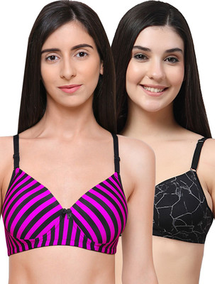 Erican ERPAD Women T-Shirt Lightly Padded Bra(Black, Purple)