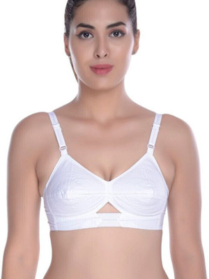 The Slay Store Comfortable round stich bra for women center elastic cotton bra Women Everyday Non Padded Bra(White)