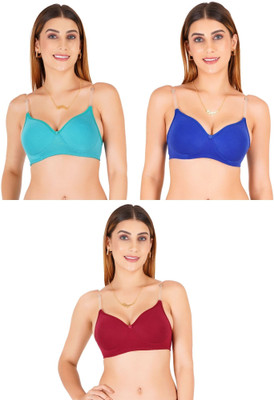 Liigne Transparent Strap Women Padded Bra Women Everyday Lightly Padded Bra(Multicolor)