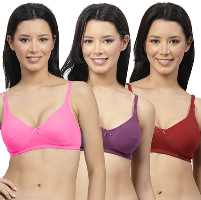 Shyam Sons FLAIR Double Layered 0636 Women T-Shirt Non Padded Bra(Pink, Purple, Maroon)