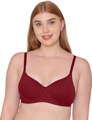 KOMLI Komli Medium Padded Cotton Rich Full Coverage Bra Women Everyday Lightly Padded Bra(Maroon)