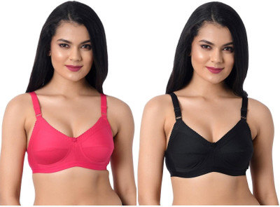 HouseOfCommon Women Full Coverage Non Padded Bra(Black, Pink)