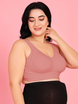 Curvy Love Plus Size Women Full Coverage Non Padded Bra(Orange)