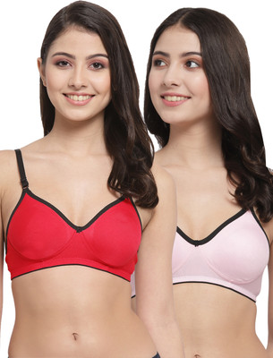 Docare M2Mino Women T-Shirt Non Padded Bra(Red, Pink)