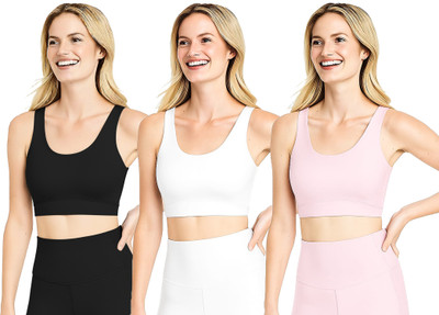 ZEEMBOOLI BHDAIR301 Girls Sports Non Padded Bra(Black, White, Pink)