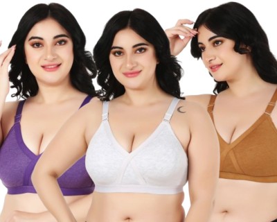 Funahme Bra For Heavy Bust Women Full Coverage Non Padded Bra(Multicolor)