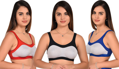 Zivosis Women Sports Non Padded Bra(Black, Red, Blue)