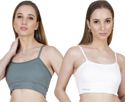 IndiRocks Spandex Padded Bra Comfortable Non-Wired with Removable Pad-Pack of 2 Women Bandeau/Tube Heavily Padded Bra(White, Green)