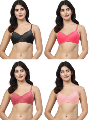 LILY maofcigam Women T-Shirt Lightly Padded Bra(Black, Red, Pink, Pink)