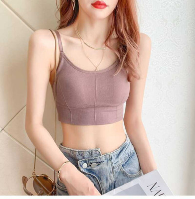 zoxen Women Cami Bra Lightly Padded Bra(Purple)