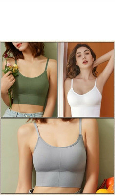 BRANKLY URJA WOMEN SOPRTS LIGHTLY PADDED BRA Women Cami Bra Lightly Padded Bra(Green, White, Grey)