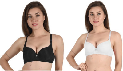 VELOURA Women Push-up Lightly Padded Bra(Black, White)