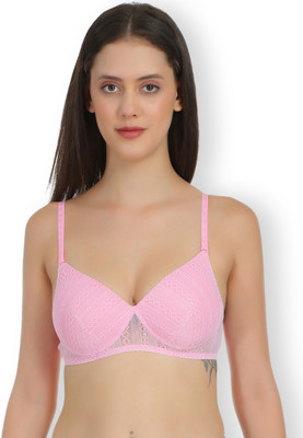 Selfcare Net Nylon Full Coverage Everyday Bra Women Bralette Lightly Padded Bra(Pink)