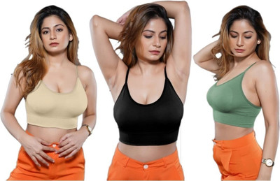 BRANKLY URJA Women Cami Bra Lightly Padded Bra Women Cami Bra Lightly Padded Bra(Black, Beige, Green)