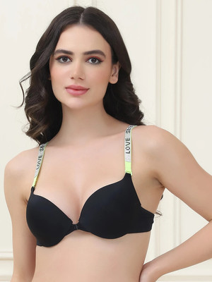 PrettyCat PrettyCat Pushup Padded Front Open Hot Bra Women Push-up Lightly Padded Bra(Black, Green)