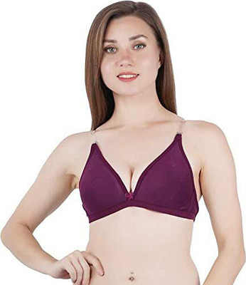 LX PRODUCTS Backless Bra with Transparent Straps Fancy Bra(COLOUR MAY VARY) Women Push-up Non Padded Bra(Purple)