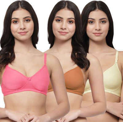 Docare NovaPad Women T-Shirt Lightly Padded Bra(Pink, Brown, Yellow)