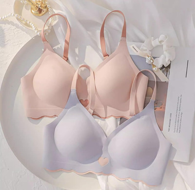 ZIMONE Women Bralette Lightly Padded Bra(Grey, Pink)