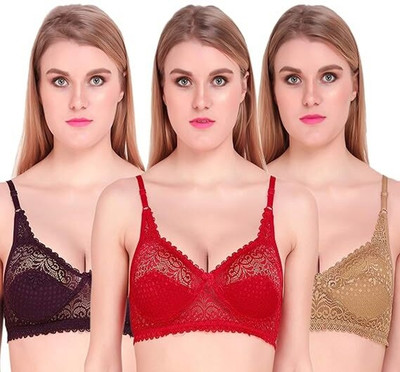 clickscart Women Full Coverage Non Padded Bra(Multicolor)