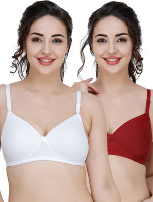 COLLEGE GIRL CGPAD1210-CGPAD1206 Women T-Shirt Lightly Padded Bra(White, Maroon)