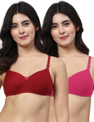 LILY DapYeh Women T-Shirt Heavily Padded Bra(Maroon, Pink)