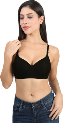valvette Womens Padded Bra Soft Fabric | Adjustable Strap Women Push-up Heavily Padded Bra(Black)