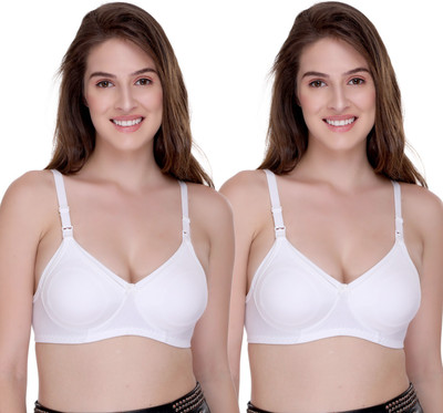 SONA Breast Feeding Maternity for Milk Feeding Elastic Straps for Nursing Women Maternity/Nursing Lightly Padded Bra(White, White)