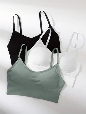 NAGARVEL CREATION 646-blk-wht-grey-02-28 Women Full Coverage Lightly Padded Bra(Black)