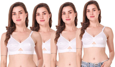 Extoes Combo pack of 4 Women Everyday Non Padded Bra(White)