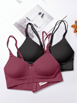 NAGARVEL CREATION G/309-BLK/MRN-P02-30 Women Push-up Lightly Padded Bra(Black, Maroon)