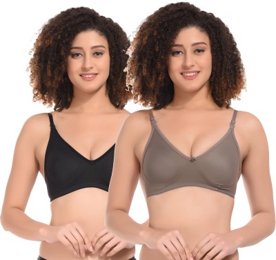 Viral Girl NA Women T-Shirt Non Padded Bra(Black, Brown)