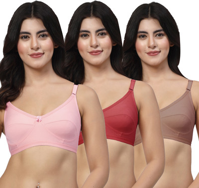 LILY akihdar Women Everyday Non Padded Bra(Pink, Maroon, Brown)