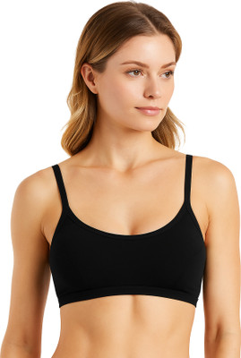 Salsa SPORT-BRA-011 Women Cami Bra Non Padded Bra(Black)