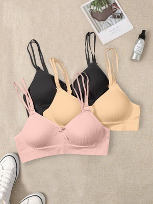NAGARVEL CREATION 2/309-BLK/SKN/PNK-P03-38 Women Push-up Lightly Padded Bra(Multicolor)