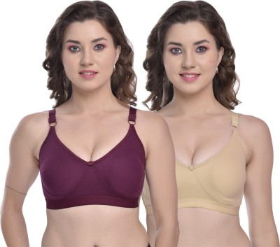 Viral Girl Ultimate Comfort Wireless Bra for Women Women Full Coverage Non Padded Bra(Beige, Purple)