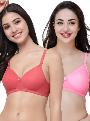 COLLEGE GIRL Hellopad ComboPO2 Women Everyday Lightly Padded Bra(Red, Pink)