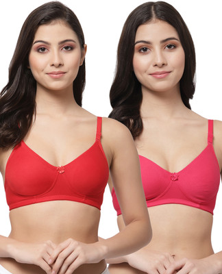 COLLEGE GIRL Detachable Strap Women T-Shirt Lightly Padded Bra(Red, Pink)