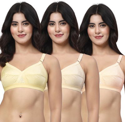 LILY ihskaneem Women Minimizer Non Padded Bra(Yellow, Beige, Orange)