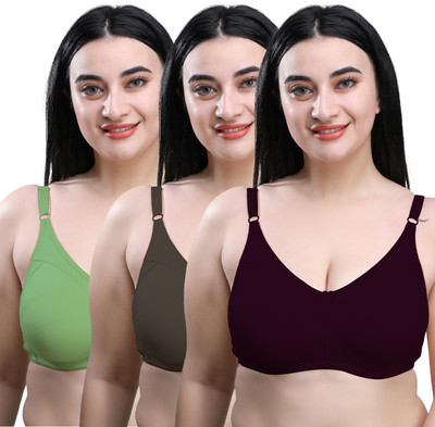 Maroon Women T-Shirt Non Padded Bra(Multicolor)