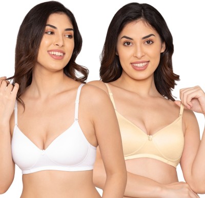 K LINGERIE Sharon Women's Padded T-Shirt Bra. Women Minimizer Lightly Padded Bra(White, Beige)