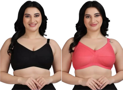 rayyans Women Full Coverage Non Padded Bra(Black, Red)